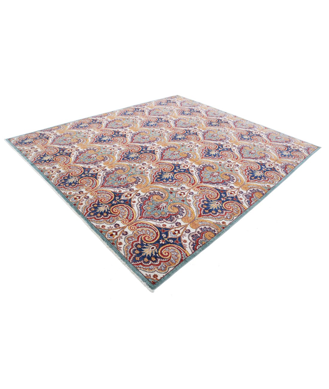 Hand Knotted Artemix Wool Rug - 8'7'' x 9'9'' 8'7'' x 9'9'' (258 X 293) / Green / Blue