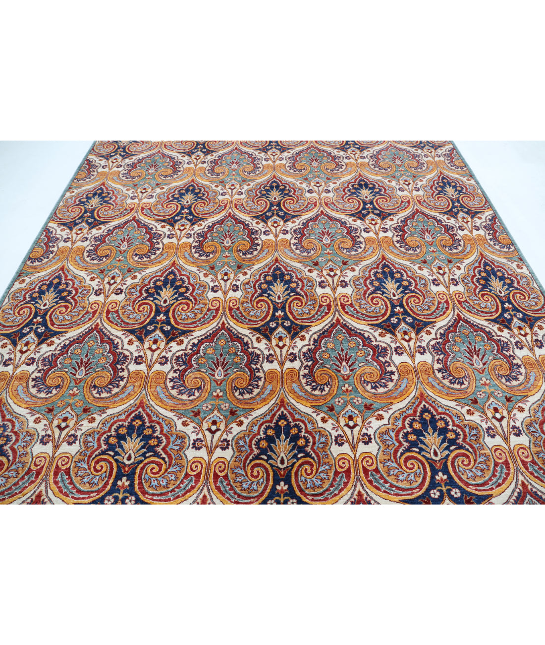 Hand Knotted Artemix Wool Rug - 8'7'' x 9'9'' 8'7'' x 9'9'' (258 X 293) / Green / Blue