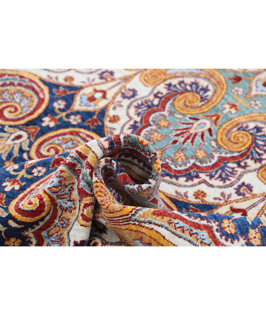 Hand Knotted Artemix Wool Rug - 8'7'' x 9'9'' 8'7'' x 9'9'' (258 X 293) / Green / Blue