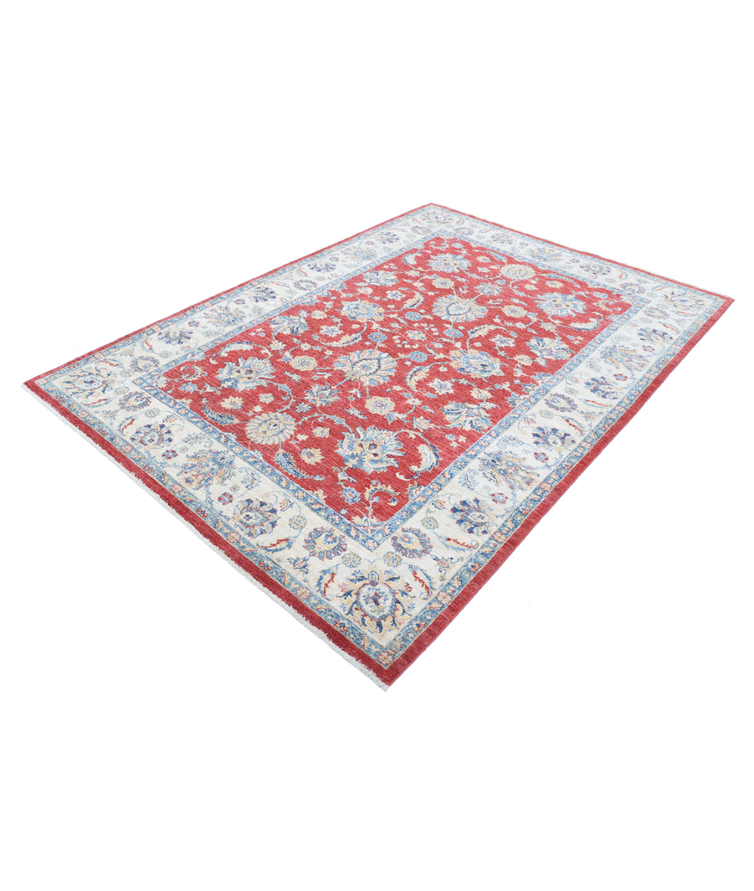 Hand Knotted Ziegler Farhan Wool Rug - 5'7'' x 7'11'' 5'7'' x 7'11'' (168 X 238) / Red / Ivory