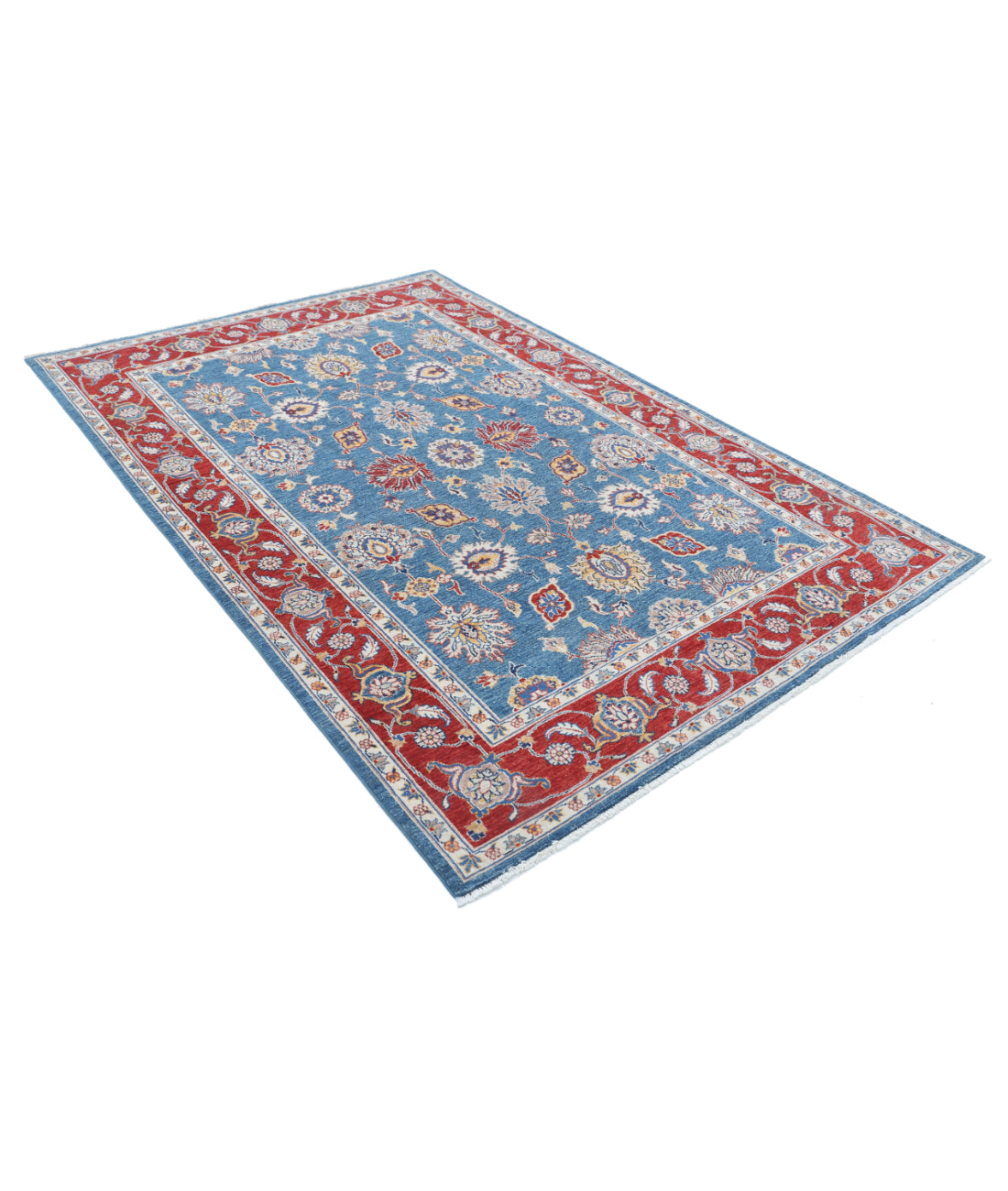 Hand Knotted Ziegler Farhan Wool Rug - 5'4'' x 7'10'' 5'4'' x 7'10'' (160 X 235) / Blue / Red