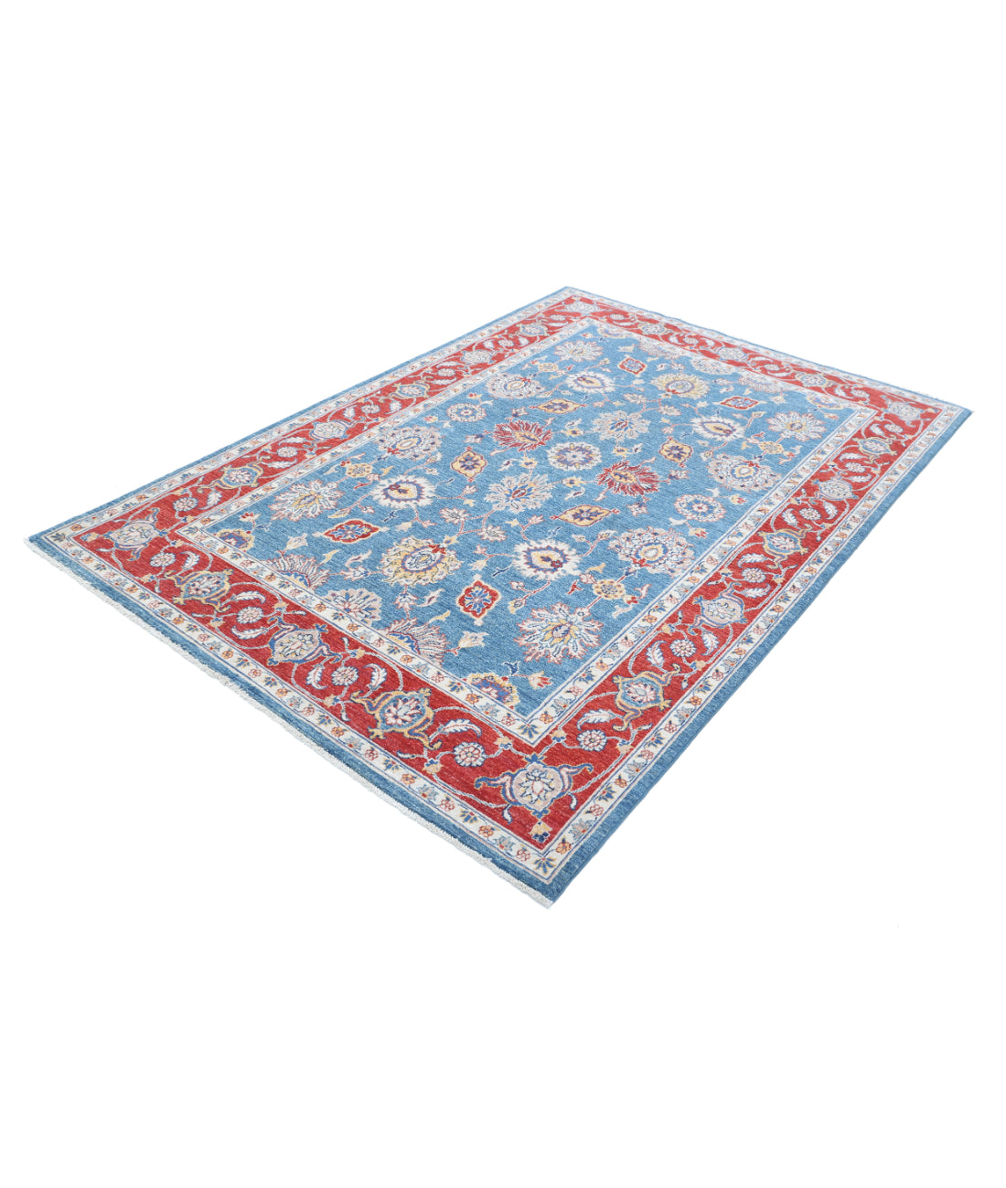 Hand Knotted Ziegler Farhan Wool Rug - 5'4'' x 7'10'' 5'4'' x 7'10'' (160 X 235) / Blue / Red