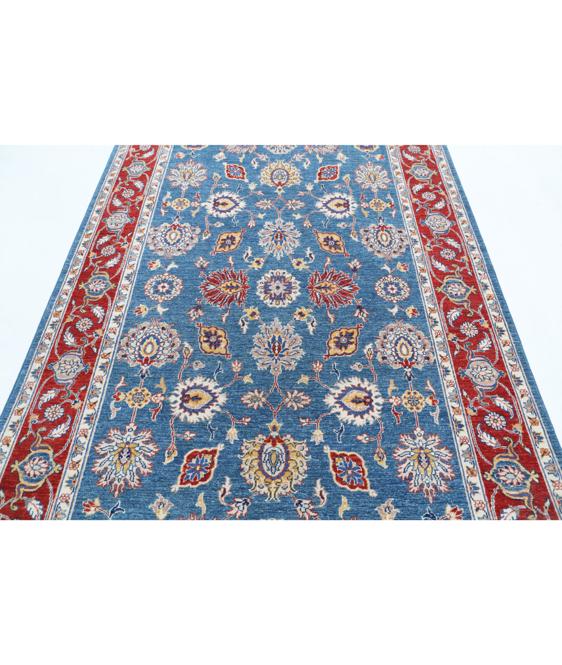Hand Knotted Ziegler Farhan Wool Rug - 5'4'' x 7'10'' 5'4'' x 7'10'' (160 X 235) / Blue / Red