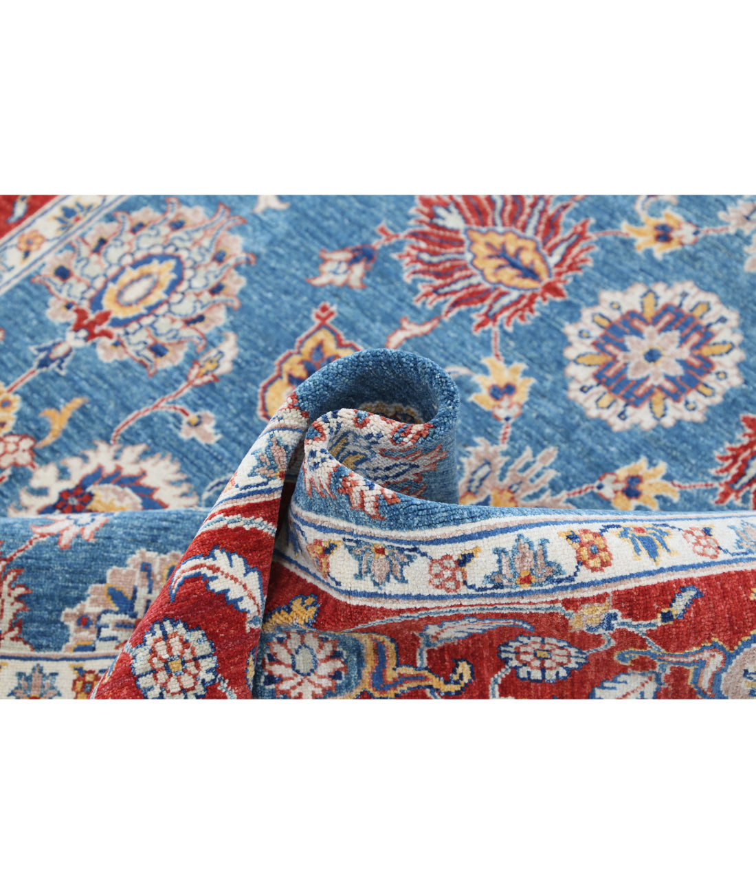 Hand Knotted Ziegler Farhan Wool Rug - 5'4'' x 7'10'' 5'4'' x 7'10'' (160 X 235) / Blue / Red