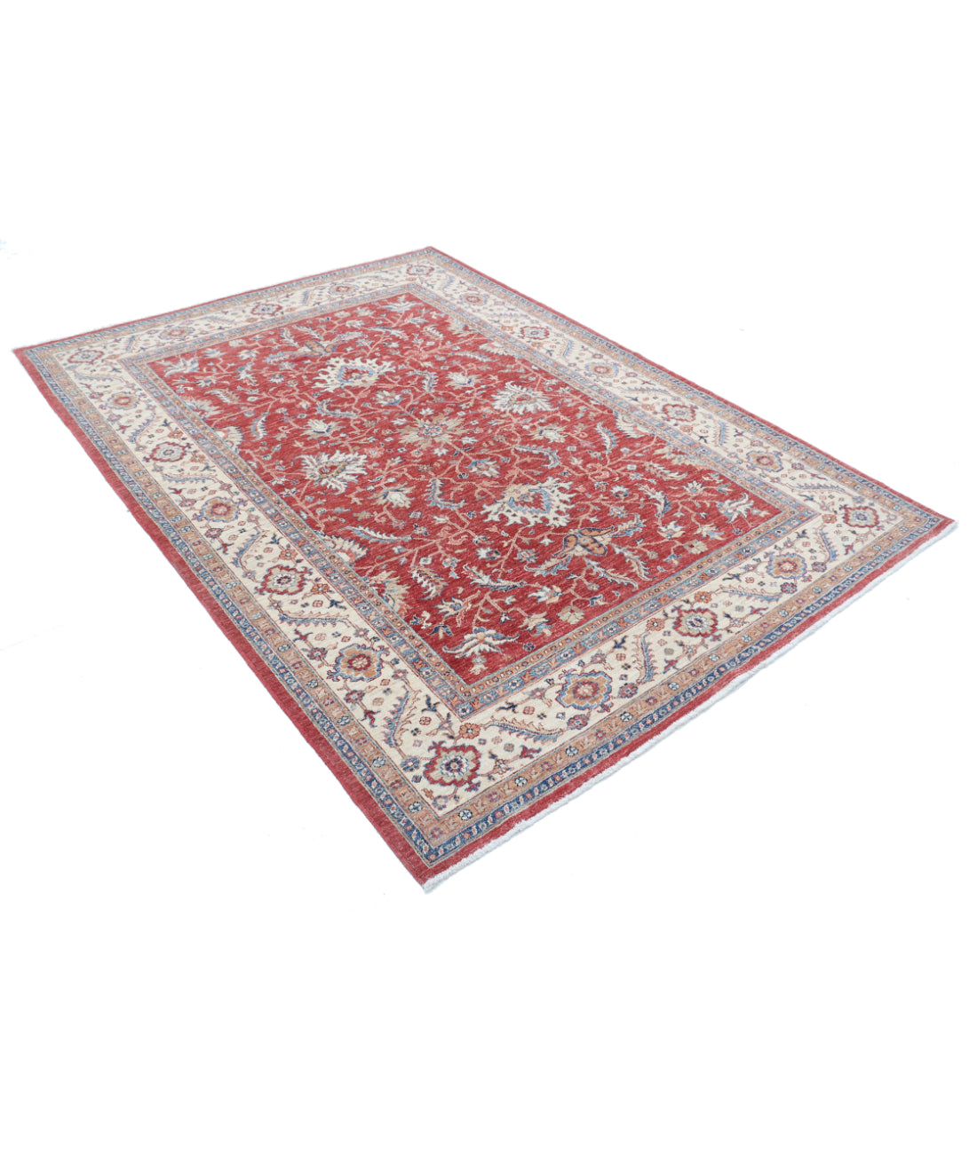Hand Knotted Ziegler Farhan Wool Rug - 5'8'' x 7'9'' 5'8'' x 7'9'' (170 X 233) / Red / Ivory