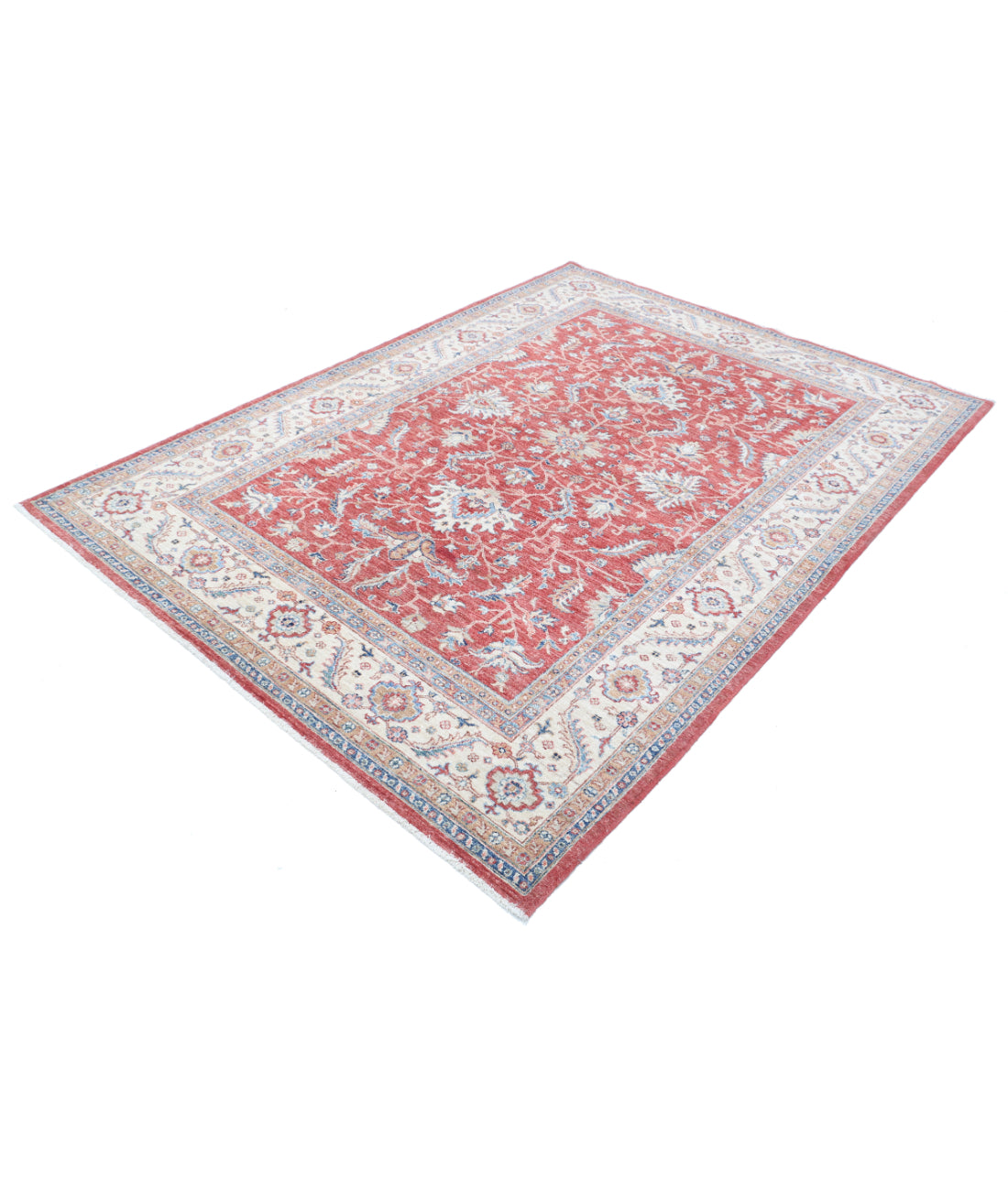 Hand Knotted Ziegler Farhan Wool Rug - 5'8'' x 7'9'' 5'8'' x 7'9'' (170 X 233) / Red / Ivory