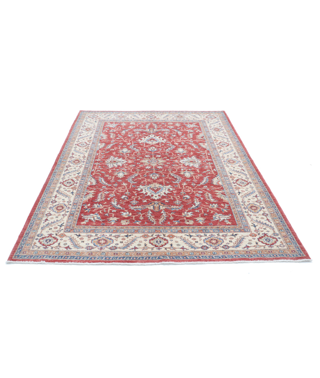 Hand Knotted Ziegler Farhan Wool Rug - 5'8'' x 7'9'' 5'8'' x 7'9'' (170 X 233) / Red / Ivory