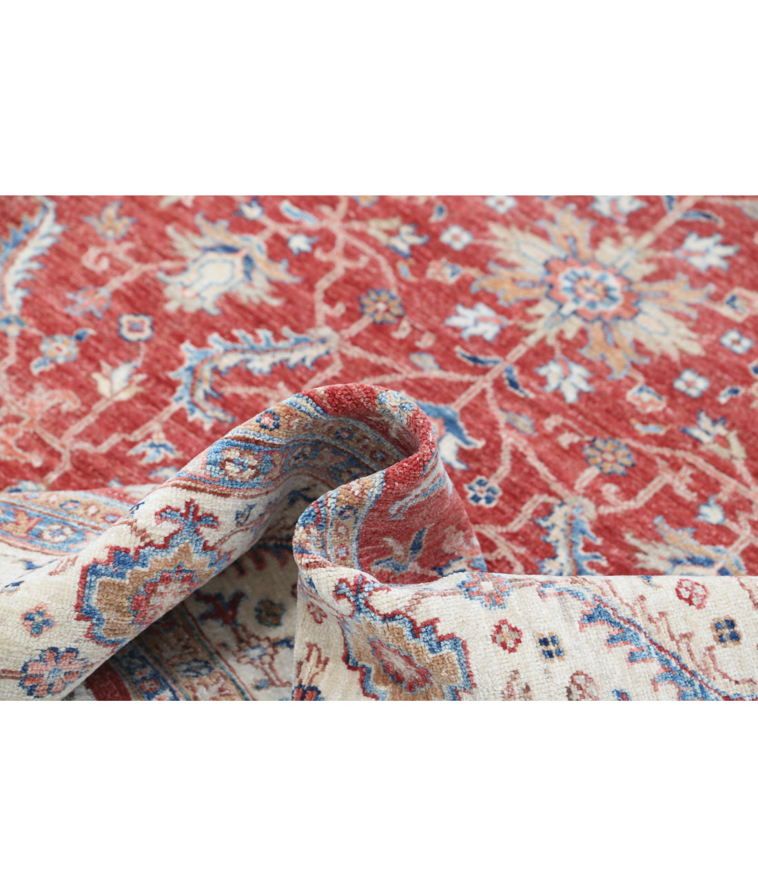 Hand Knotted Ziegler Farhan Wool Rug - 5'8'' x 7'9'' 5'8'' x 7'9'' (170 X 233) / Red / Ivory