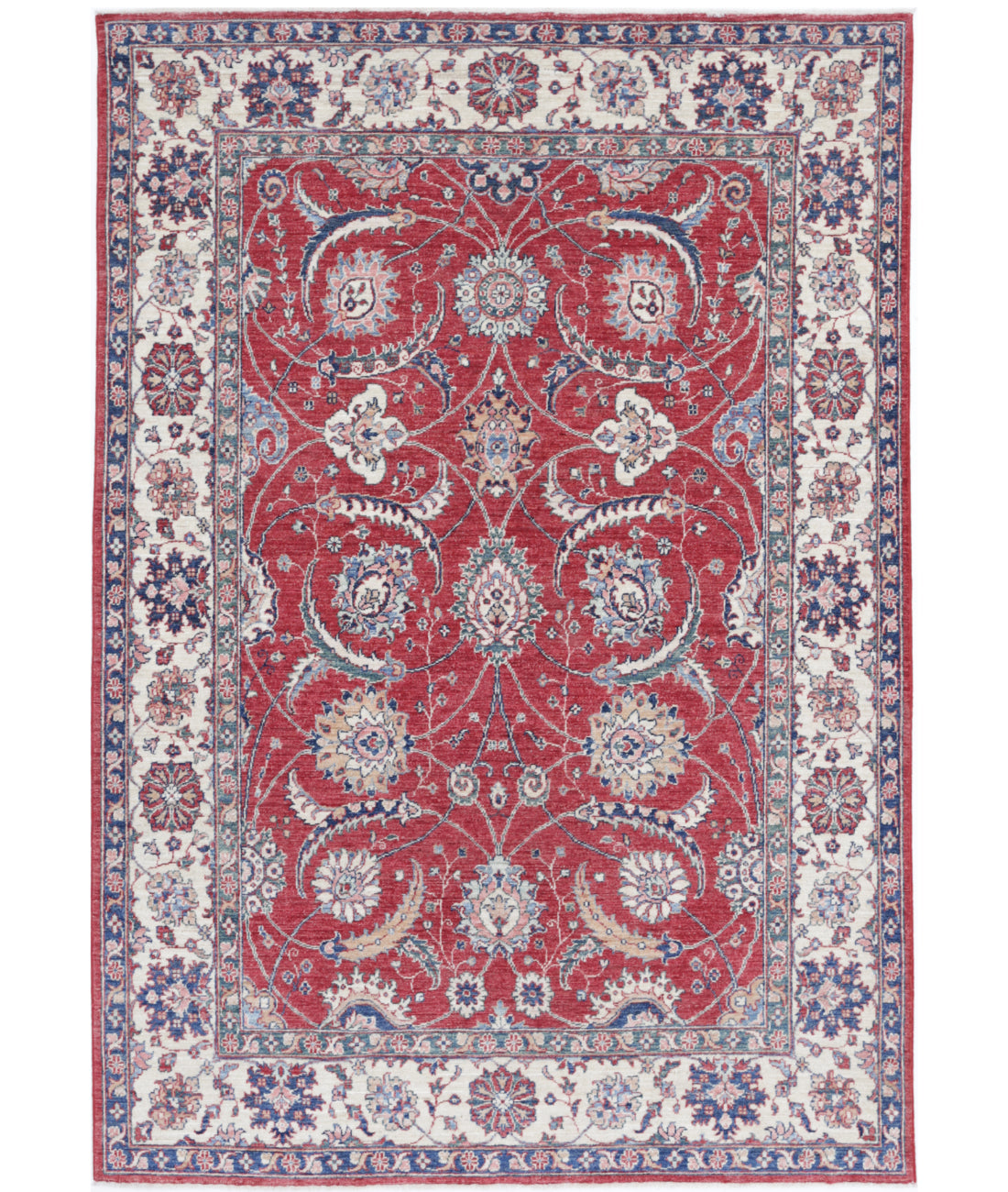 Hand Knotted Ziegler Farhan Wool Rug - 5&#39;4&#39;&#39; x 8&#39;0&#39;&#39; 5&#39;4&#39;&#39; x 8&#39;0&#39;&#39; (160 X 240) / Red / Ivory