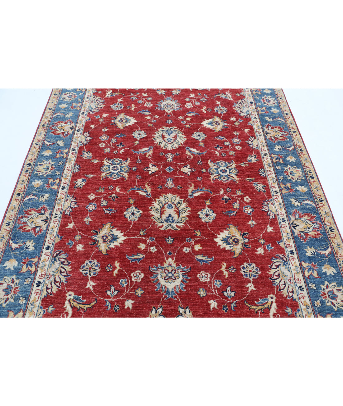 Hand Knotted Ziegler Farhan Wool Rug - 5'6'' x 7'6'' 5'6'' x 7'6'' (165 X 225) / Red / Blue