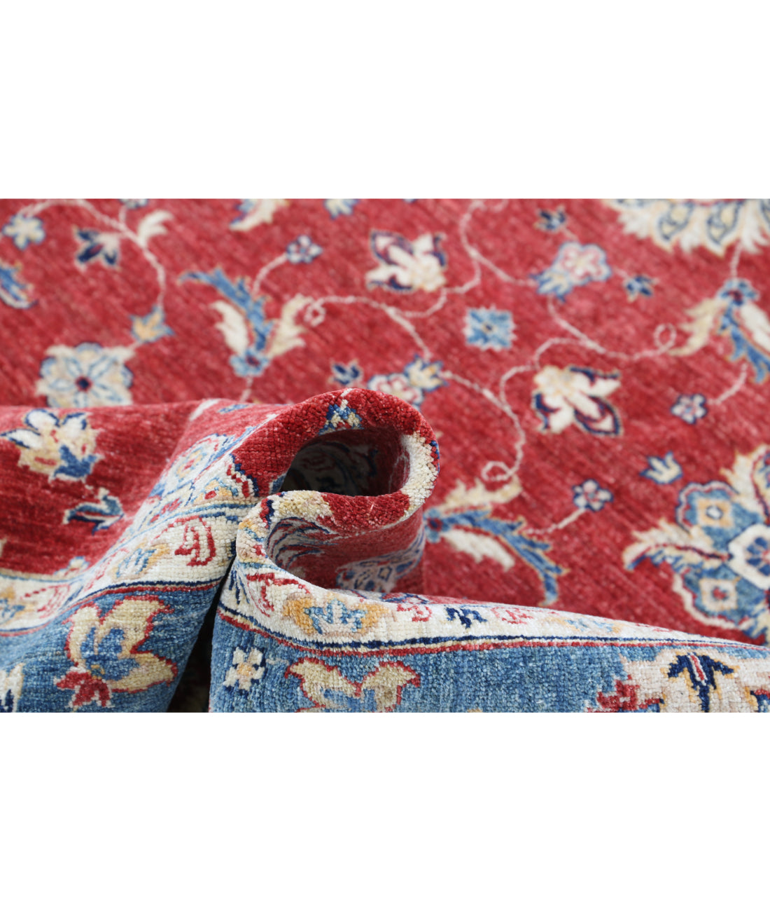 Hand Knotted Ziegler Farhan Wool Rug - 5'6'' x 7'6'' 5'6'' x 7'6'' (165 X 225) / Red / Blue