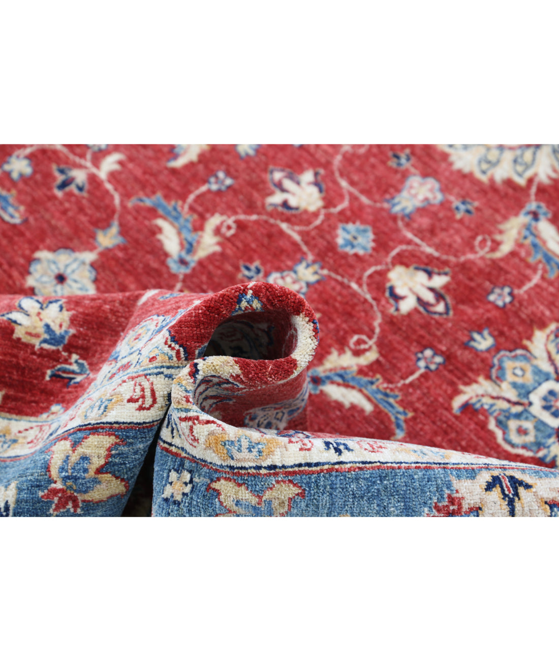 Hand Knotted Ziegler Farhan Wool Rug - 5'6'' x 7'6'' 5'6'' x 7'6'' (165 X 225) / Red / Blue