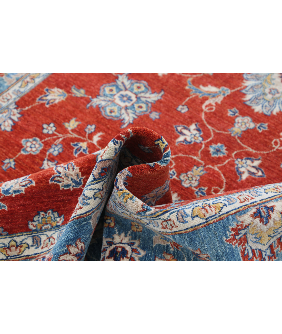Hand Knotted Ziegler Farhan Wool Rug - 5'5'' x 7'10'' 5'5'' x 7'10'' (163 X 235) / Red / Blue