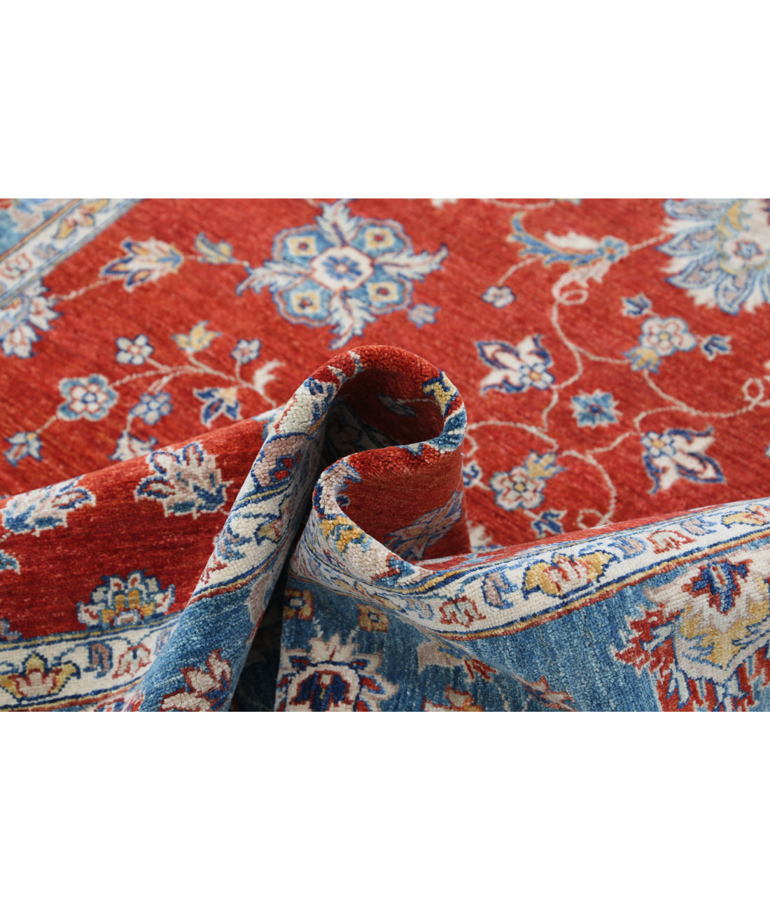 Hand Knotted Ziegler Farhan Wool Rug - 5'5'' x 7'10'' 5'5'' x 7'10'' (163 X 235) / Red / Blue