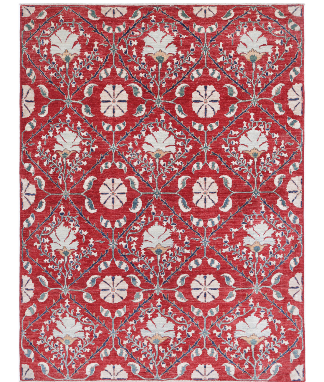 Hand Knotted Artemix Wool Rug - 5&#39;6&#39;&#39; x 7&#39;6&#39;&#39; 5&#39;6&#39;&#39; x 7&#39;6&#39;&#39; (165 X 225) / Red / Ivory