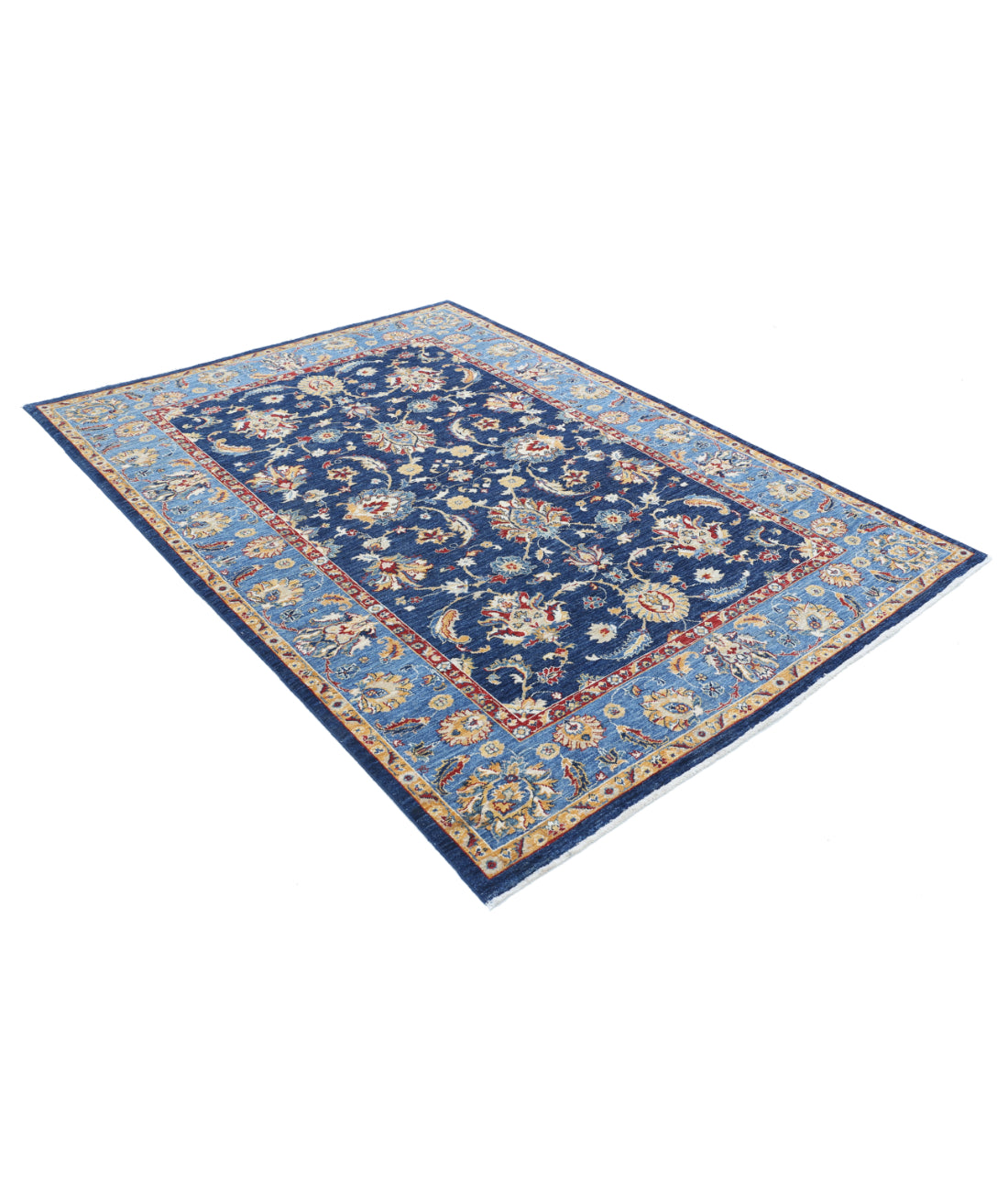 Hand Knotted Ziegler Farhan Wool Rug - 5'8'' x 7'10'' 5'8'' x 7'10'' (170 X 235) / Blue / Gold