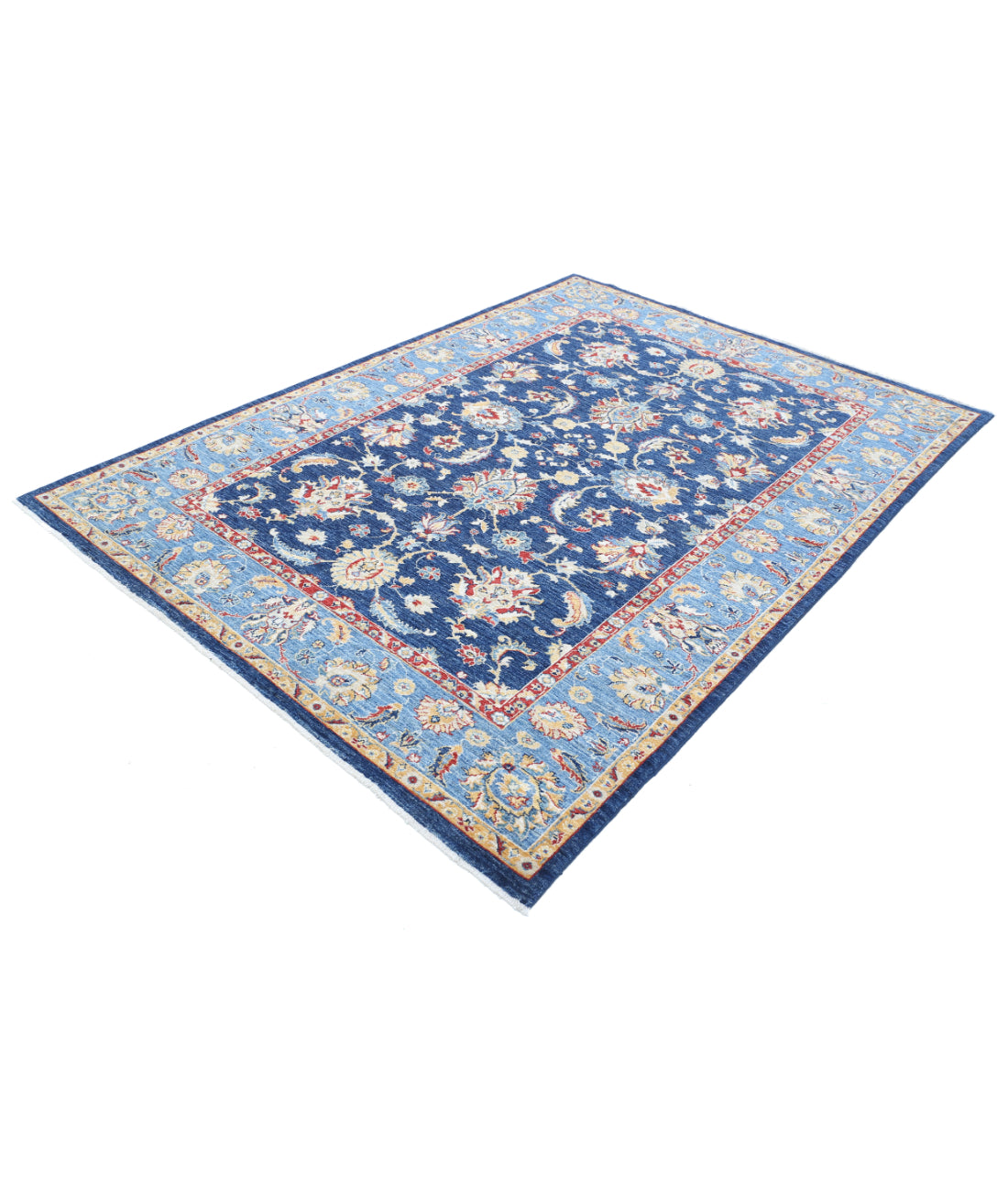 Hand Knotted Ziegler Farhan Wool Rug - 5'8'' x 7'10'' 5'8'' x 7'10'' (170 X 235) / Blue / Gold
