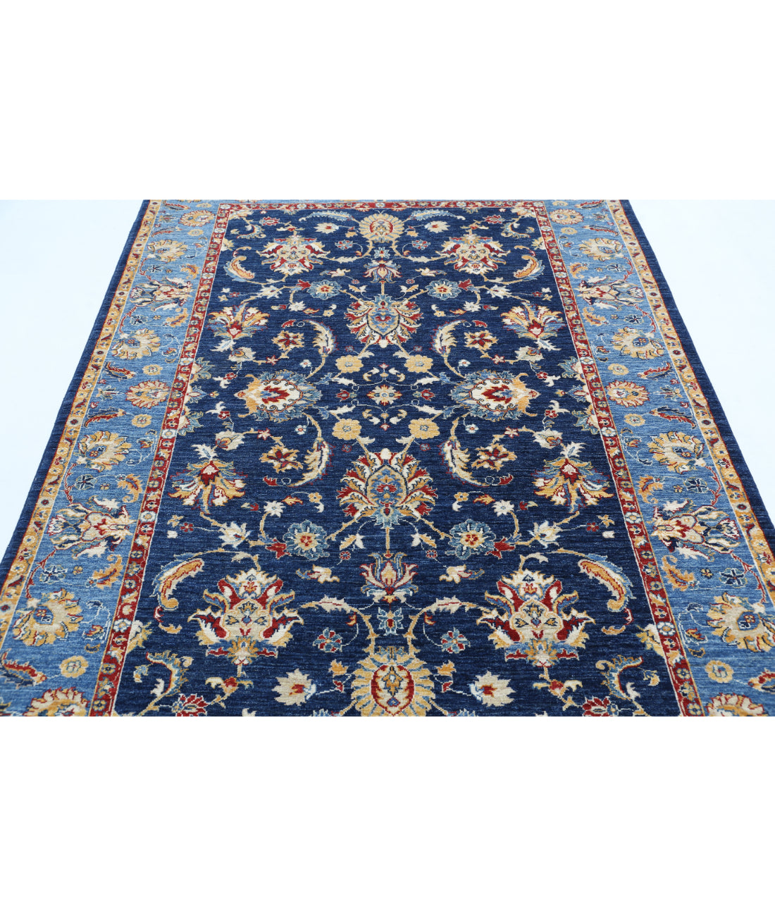 Hand Knotted Ziegler Farhan Wool Rug - 5'8'' x 7'10'' 5'8'' x 7'10'' (170 X 235) / Blue / Gold