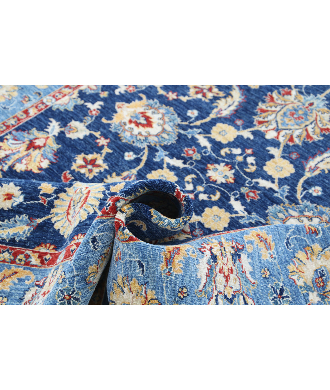 Hand Knotted Ziegler Farhan Wool Rug - 5'8'' x 7'10'' 5'8'' x 7'10'' (170 X 235) / Blue / Gold