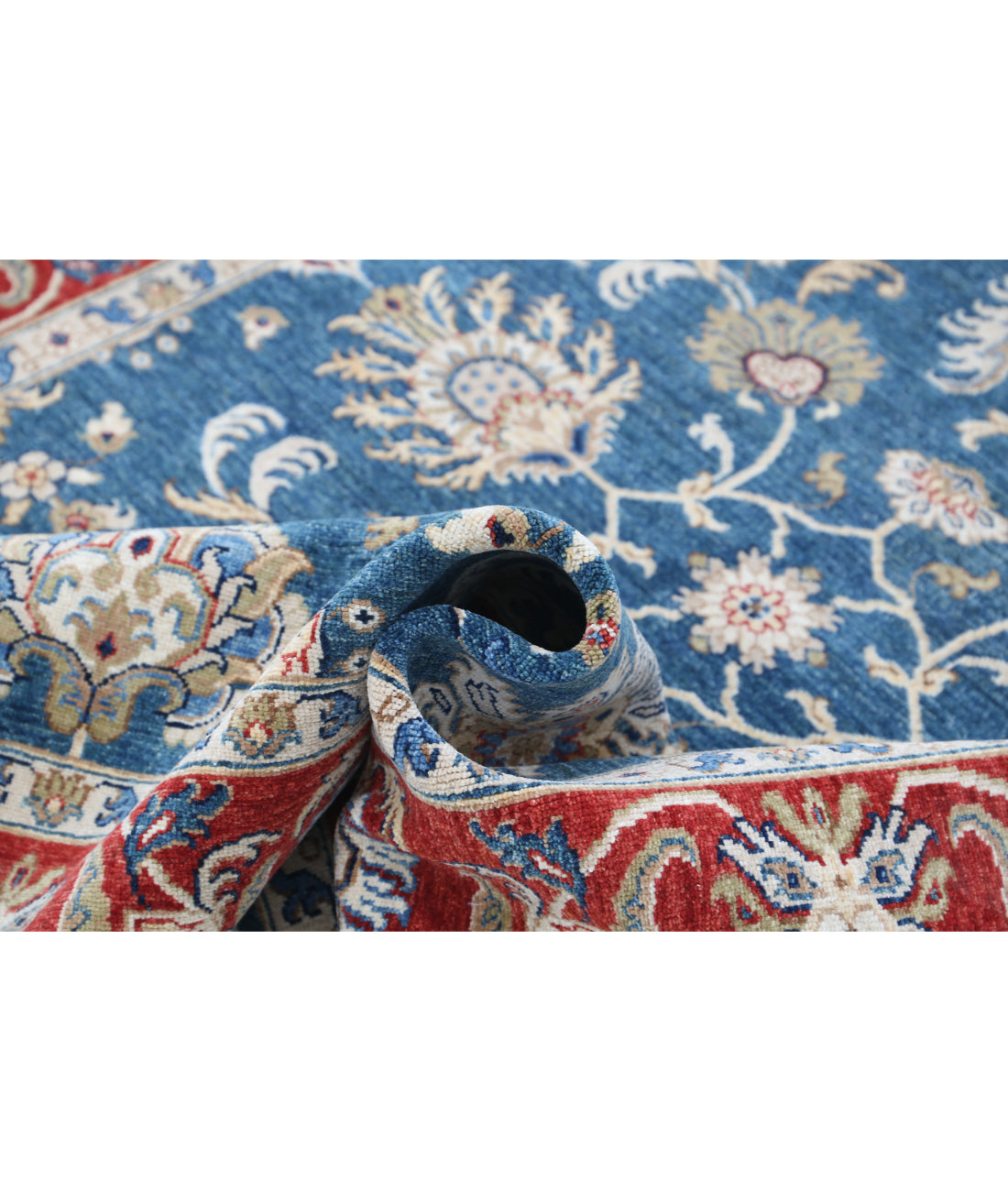 Hand Knotted Ziegler Farhan Wool Rug - 5'10'' x 7'9'' 5'10'' x 7'9'' (175 X 233) / Blue / Red