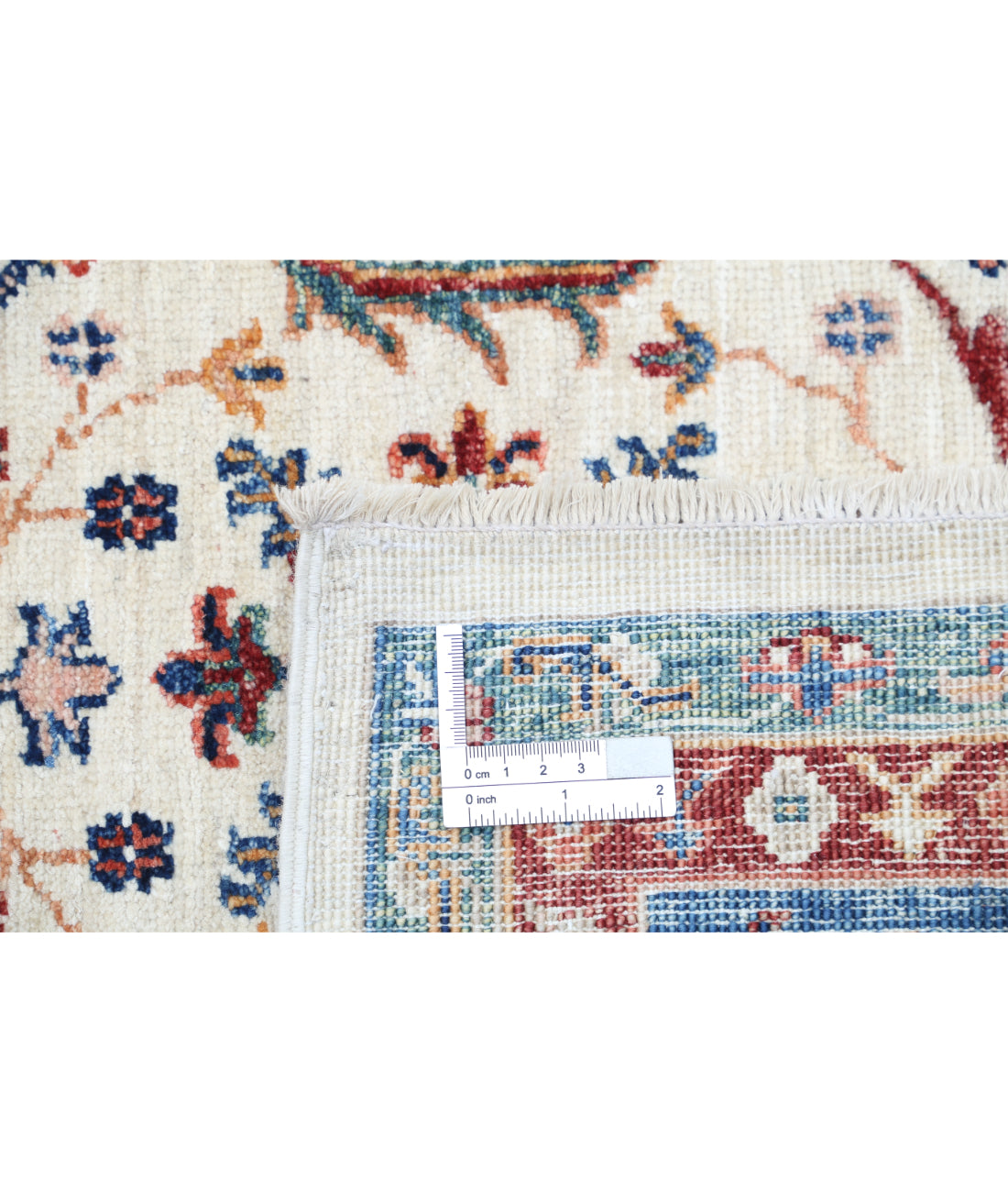 Hand Knotted Ziegler Farhan Wool Rug - 5'6'' x 7'6'' 5'6'' x 7'6'' (165 X 225) / Ivory / Blue