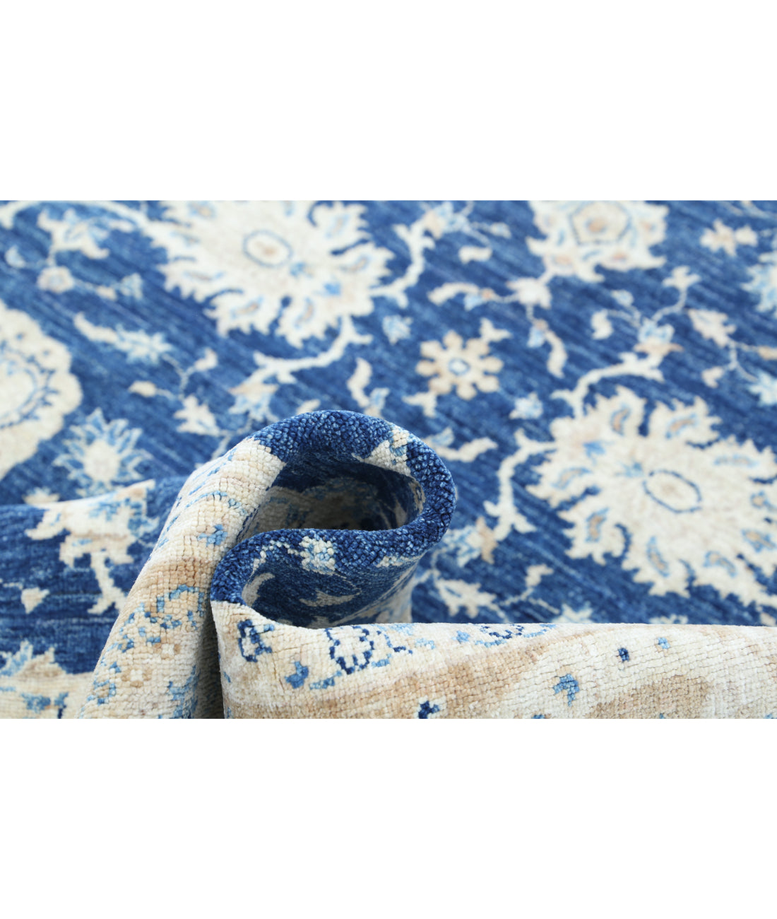 Hand Knotted Ziegler Farhan Wool Rug - 5'8'' x 7'6'' 5'8'' x 7'6'' (170 X 225) / Blue / Taupe