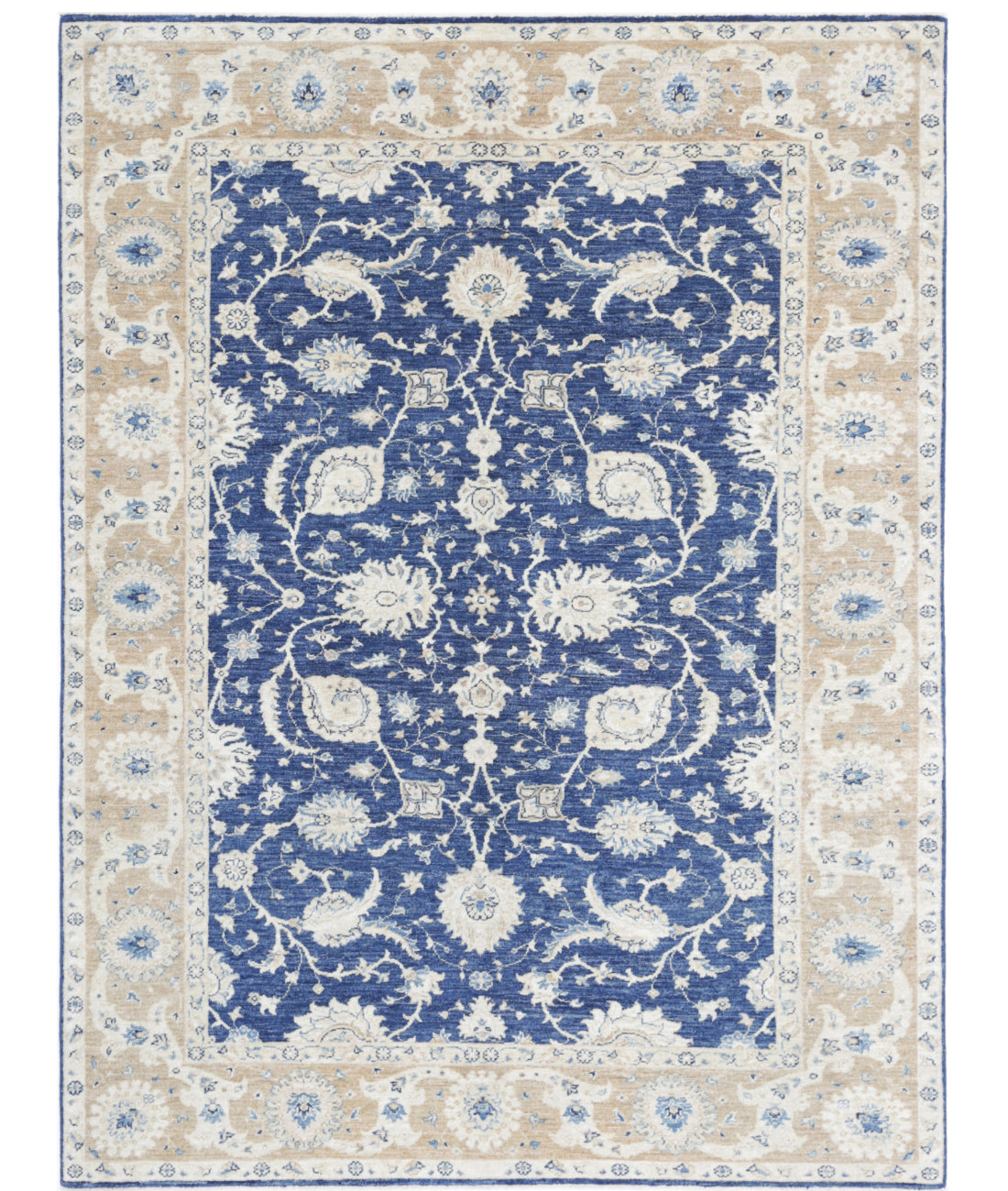 Hand Knotted Ziegler Farhan Wool Rug - 5&#39;8&#39;&#39; x 7&#39;6&#39;&#39; 5&#39;8&#39;&#39; x 7&#39;6&#39;&#39; (170 X 225) / Blue / Taupe