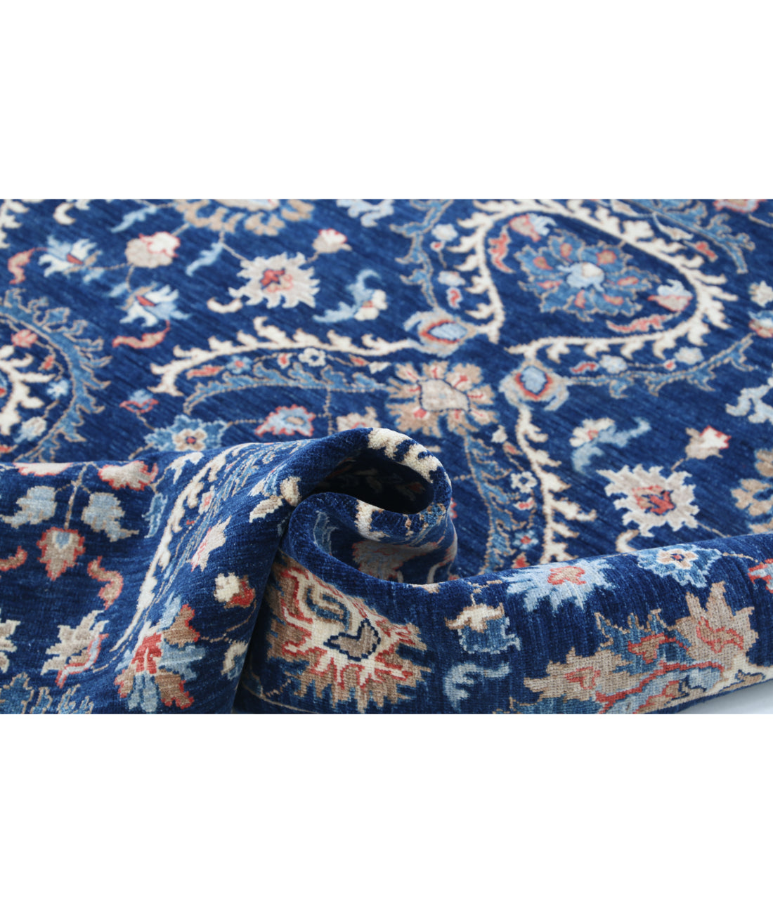 Hand Knotted Artemix Wool Rug - 5'4'' x 7'6'' 5'4'' x 7'6'' (160 X 225) / Blue / Ivory