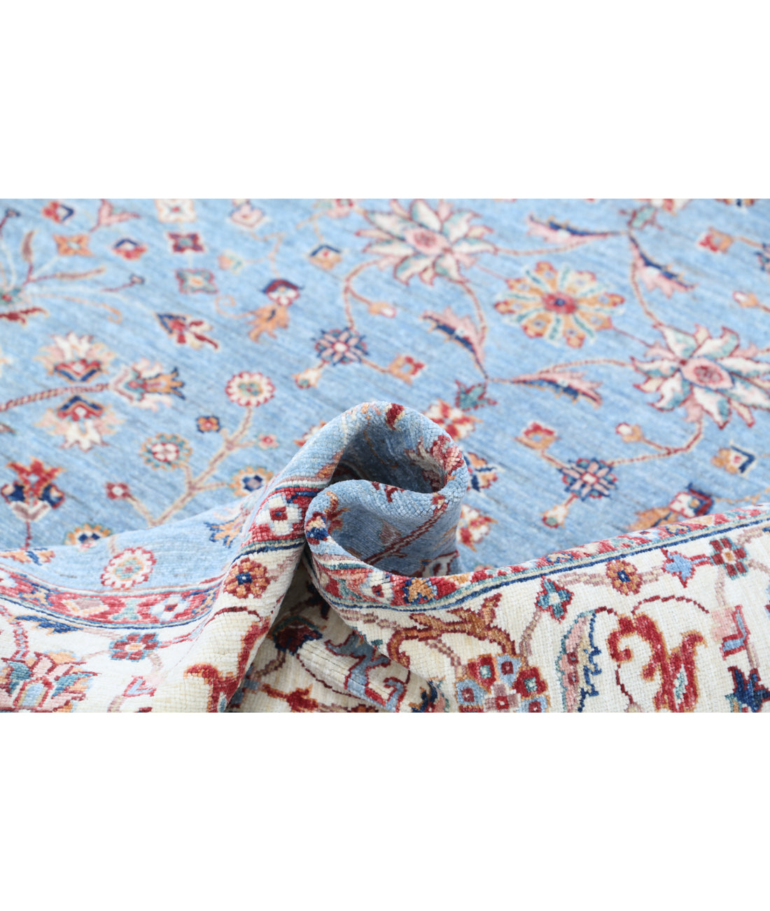 Hand Knotted Ziegler Farhan Wool Rug - 5'9'' x 7'9'' 5'9'' x 7'9'' (173 X 233) / Blue / Ivory