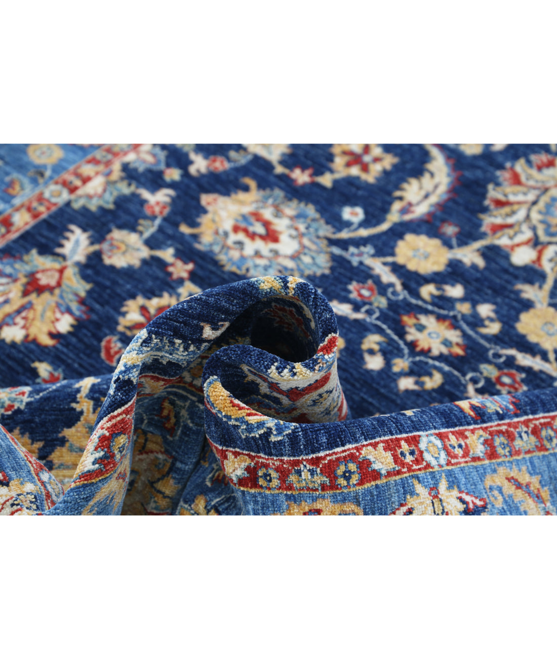 Hand Knotted Ziegler Farhan Wool Rug - 5'6'' x 8'1'' 5'6'' x 8'1'' (165 X 243) / Blue / Gold