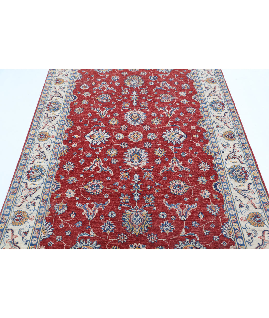 Hand Knotted Ziegler Farhan Wool Rug - 4'11'' x 6'7'' 4'11'' x 6'7'' (148 X 198) / Red / Ivory
