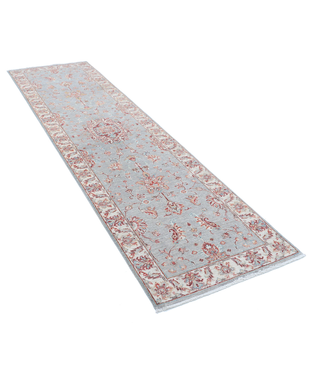 Hand Knotted Ziegler Farhan Wool Rug - 2'8'' x 9'8'' 2'8'' x 9'8'' (80 X 290) / Grey / Ivory
