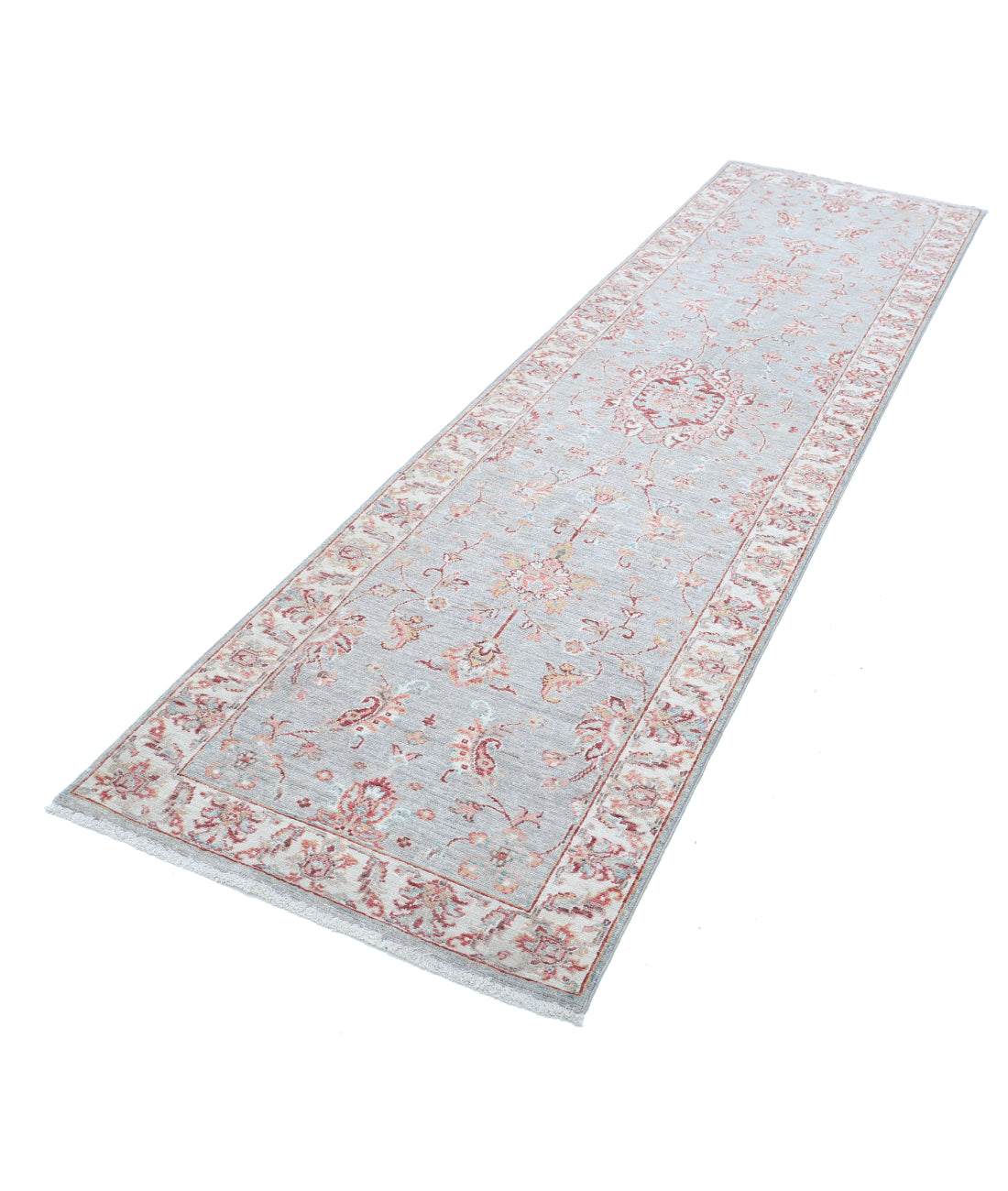 Hand Knotted Ziegler Farhan Wool Rug - 2'8'' x 9'8'' 2'8'' x 9'8'' (80 X 290) / Grey / Ivory