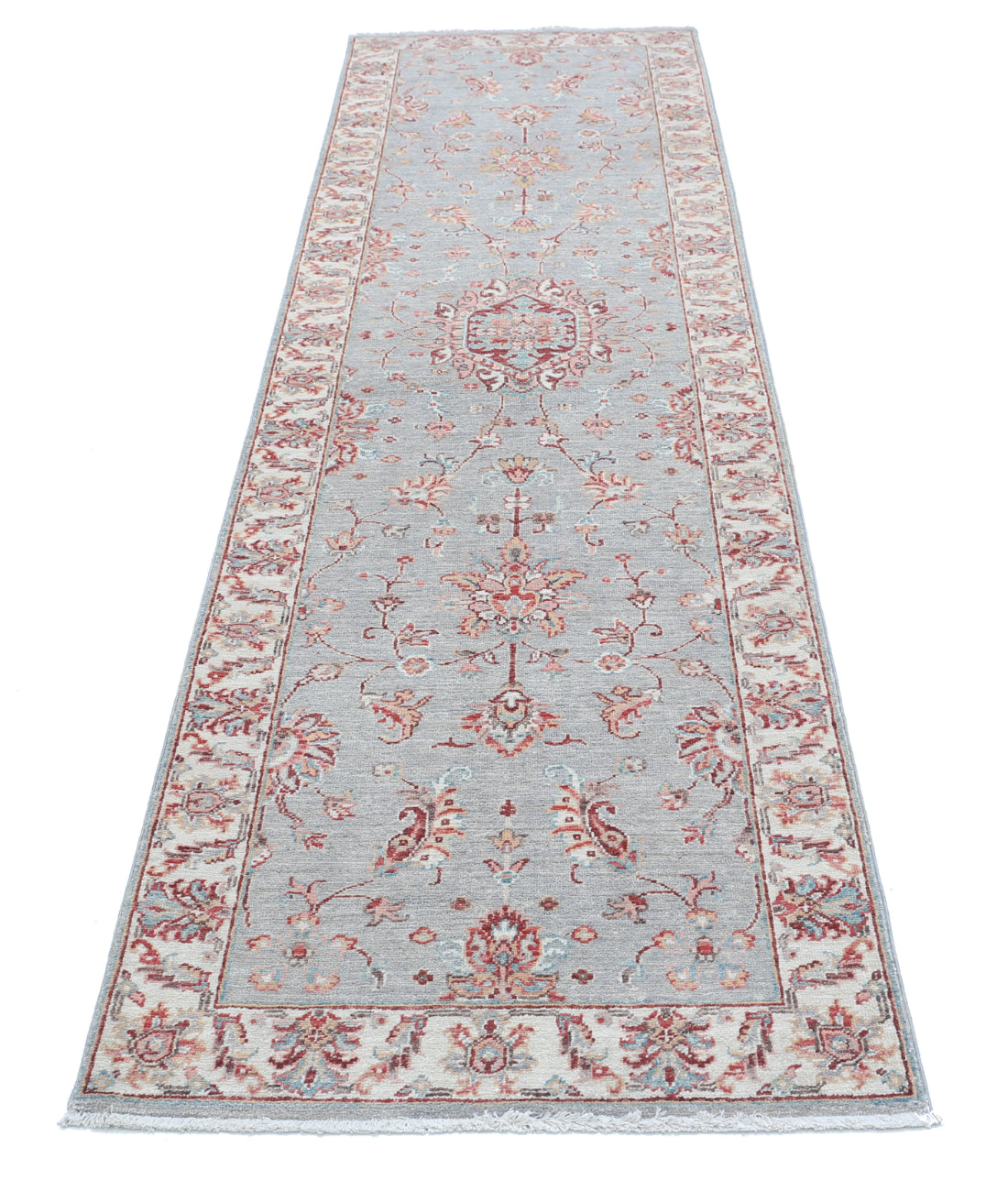Hand Knotted Ziegler Farhan Wool Rug - 2'8'' x 9'8'' 2'8'' x 9'8'' (80 X 290) / Grey / Ivory