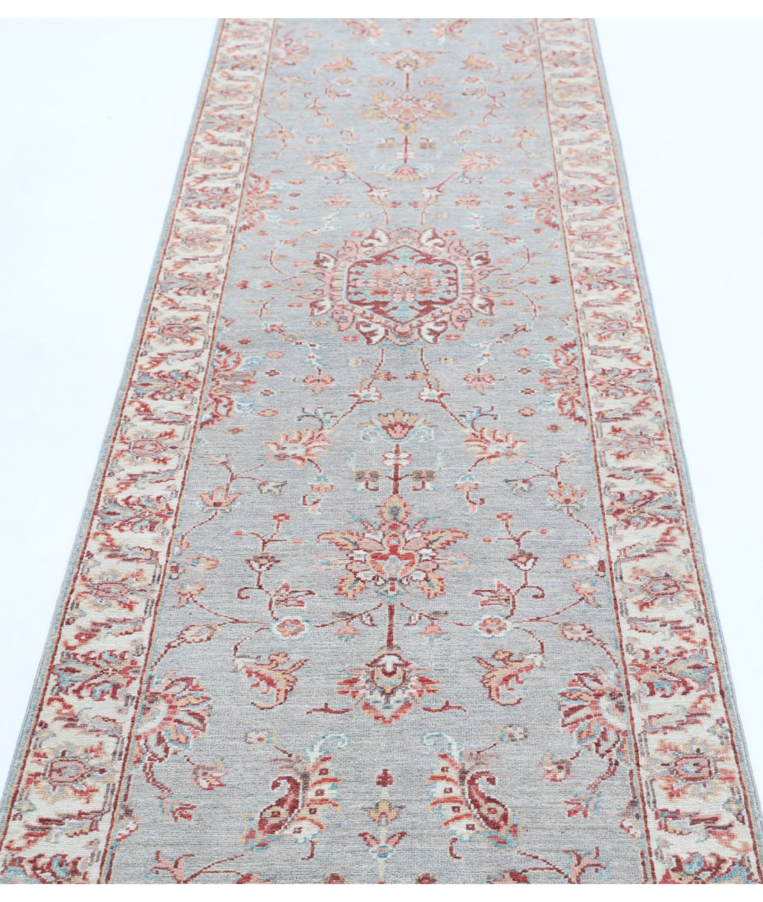 Hand Knotted Ziegler Farhan Wool Rug - 2'8'' x 9'8'' 2'8'' x 9'8'' (80 X 290) / Grey / Ivory