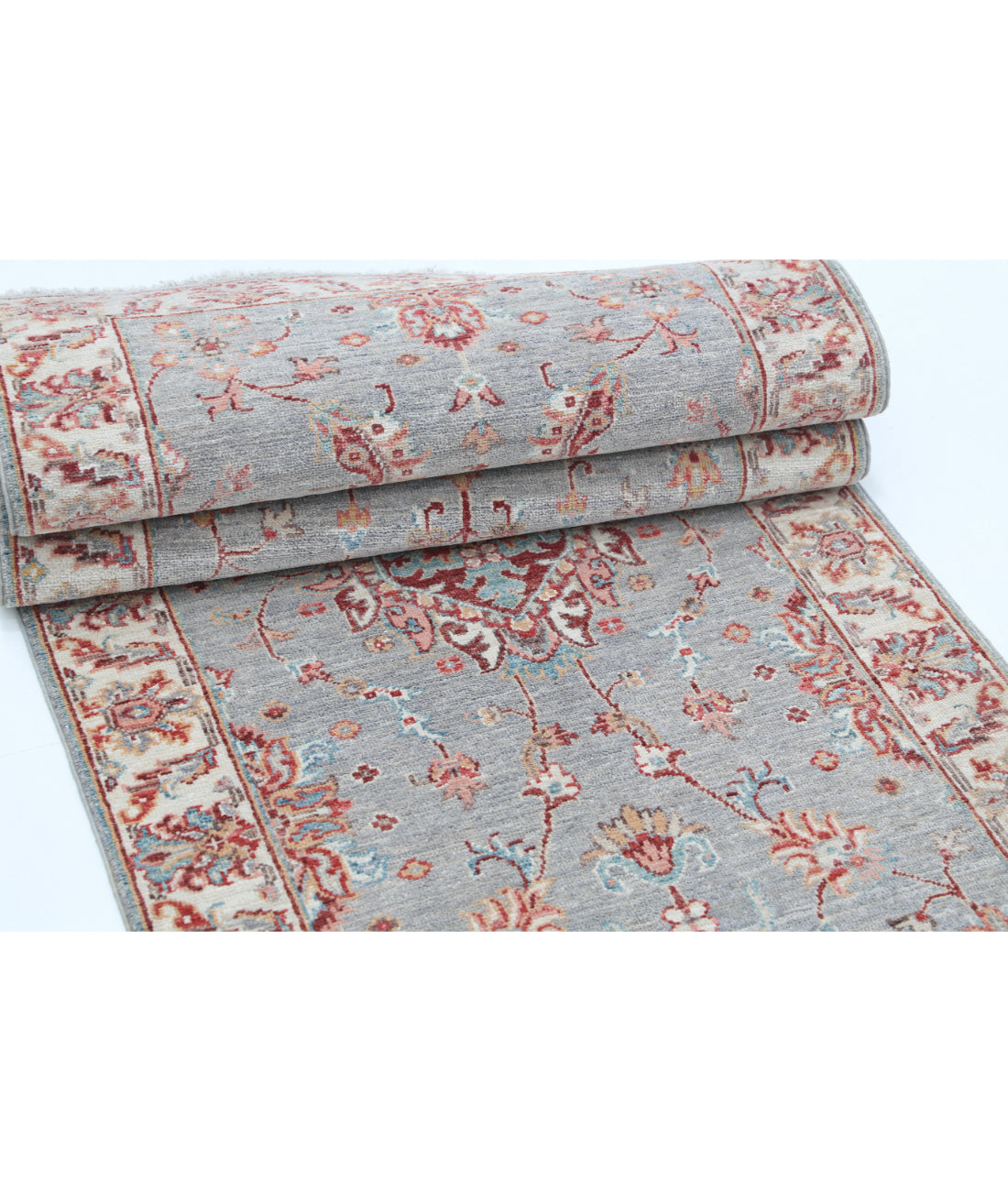 Hand Knotted Ziegler Farhan Wool Rug - 2'8'' x 9'8'' 2'8'' x 9'8'' (80 X 290) / Grey / Ivory