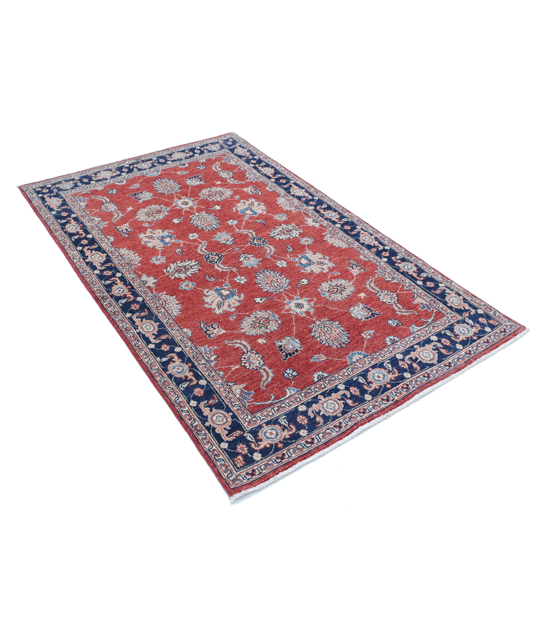 Hand Knotted Ziegler Farhan Wool Rug - 3'9'' x 6'0'' 3'9'' x 6'0'' (113 X 180) / Red / Blue