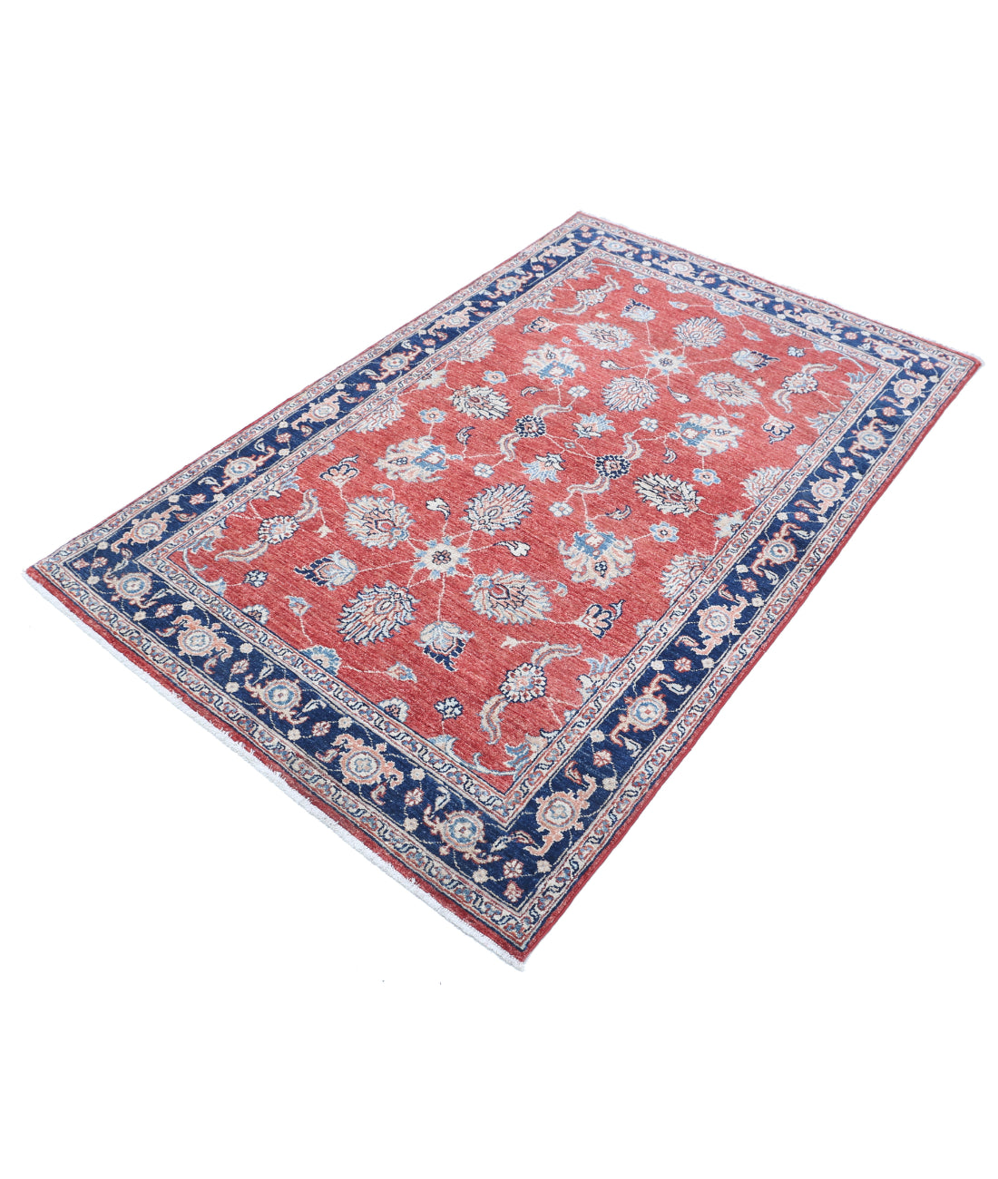 Hand Knotted Ziegler Farhan Wool Rug - 3'9'' x 6'0'' 3'9'' x 6'0'' (113 X 180) / Red / Blue