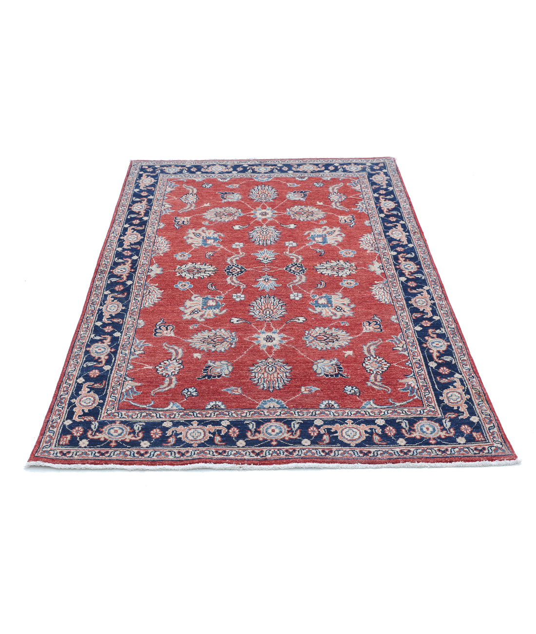 Hand Knotted Ziegler Farhan Wool Rug - 3'9'' x 6'0'' 3'9'' x 6'0'' (113 X 180) / Red / Blue