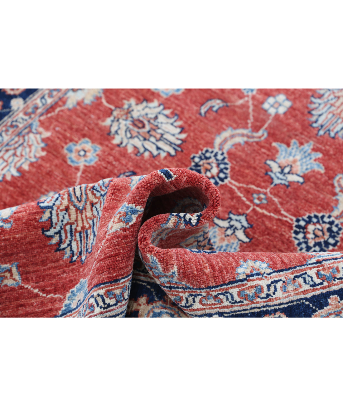 Hand Knotted Ziegler Farhan Wool Rug - 3'9'' x 6'0'' 3'9'' x 6'0'' (113 X 180) / Red / Blue