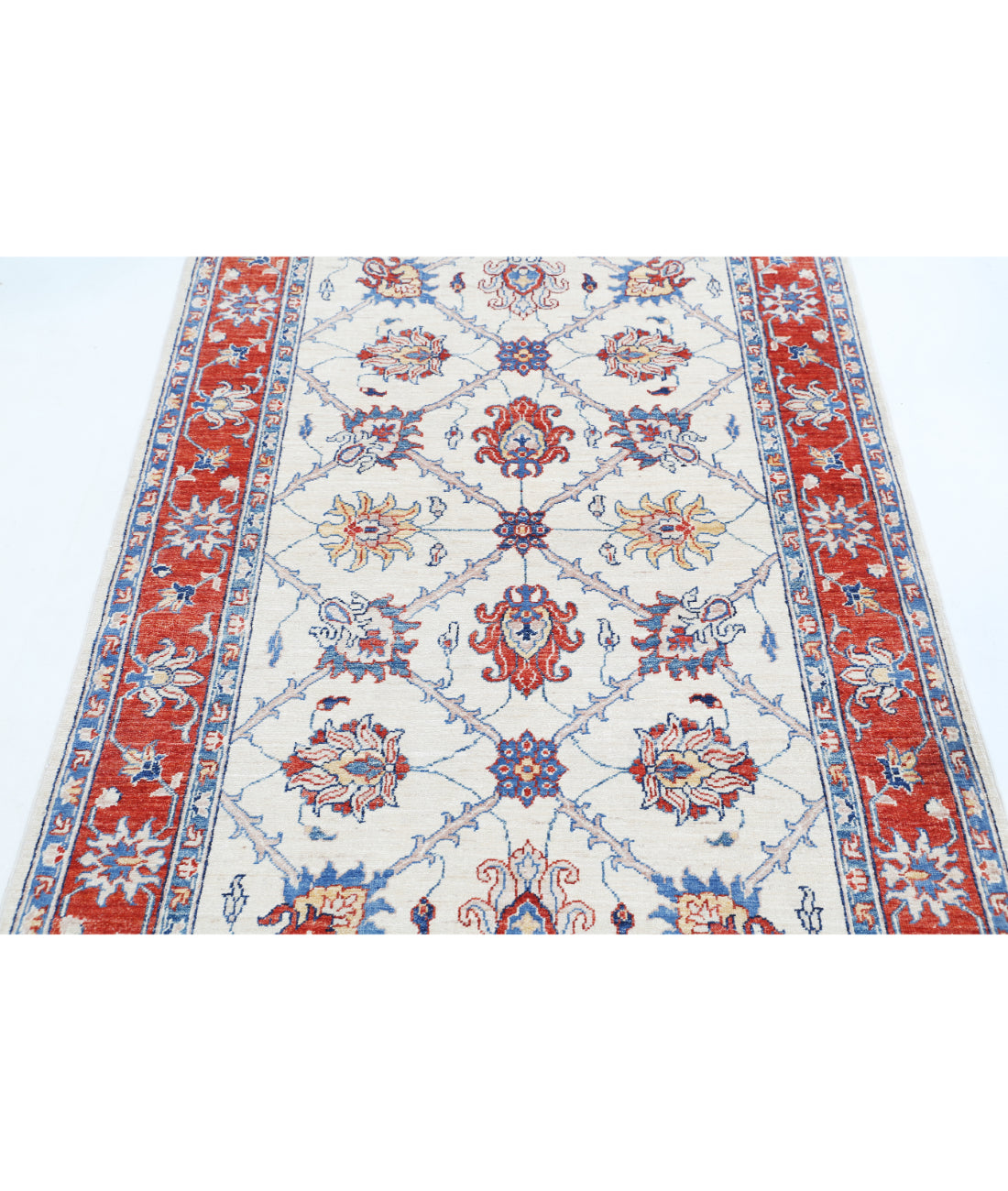 Hand Knotted Ziegler Farhan Wool Rug - 3'10'' x 5'10'' 3'10'' x 5'10'' (115 X 175) / Ivory / Red