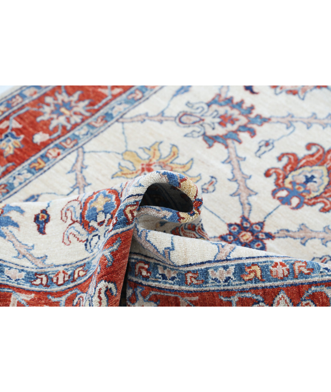 Hand Knotted Ziegler Farhan Wool Rug - 3'10'' x 5'10'' 3'10'' x 5'10'' (115 X 175) / Ivory / Red