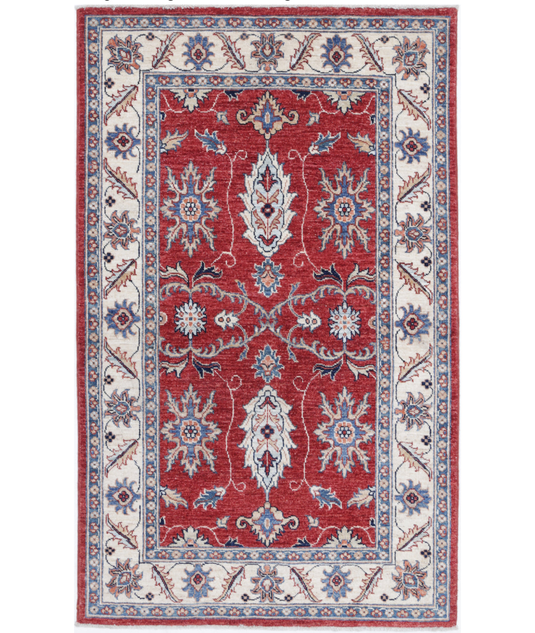 Hand Knotted Ziegler Farhan Wool Rug - 3&#39;1&#39;&#39; x 4&#39;11&#39;&#39; 3&#39;1&#39;&#39; x 4&#39;11&#39;&#39; (93 X 148) / Red / Ivory