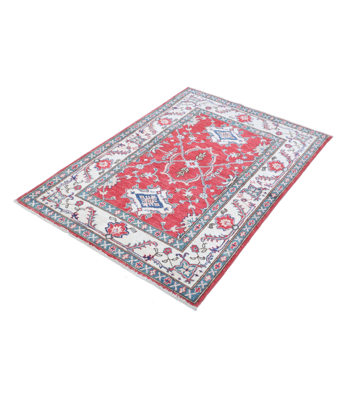 Hand Knotted Ziegler Farhan Wool Rug - 3'4'' x 4'8'' 3'4'' x 4'8'' (100 X 140) / Red / Ivory