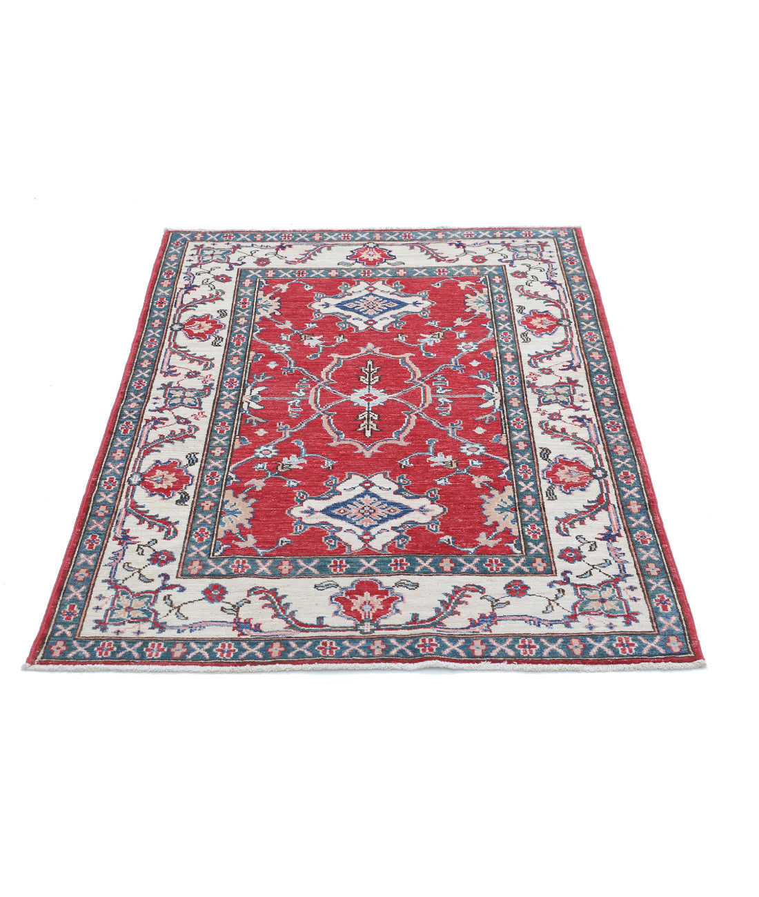Hand Knotted Ziegler Farhan Wool Rug - 3'4'' x 4'8'' 3'4'' x 4'8'' (100 X 140) / Red / Ivory