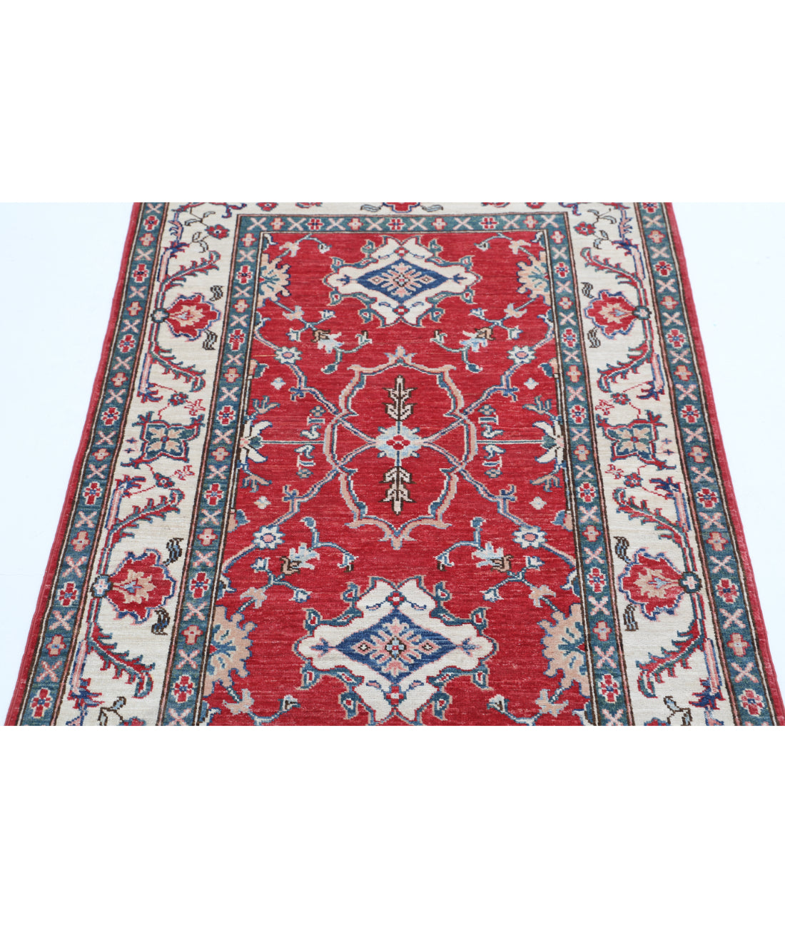 Hand Knotted Ziegler Farhan Wool Rug - 3'4'' x 4'8'' 3'4'' x 4'8'' (100 X 140) / Red / Ivory
