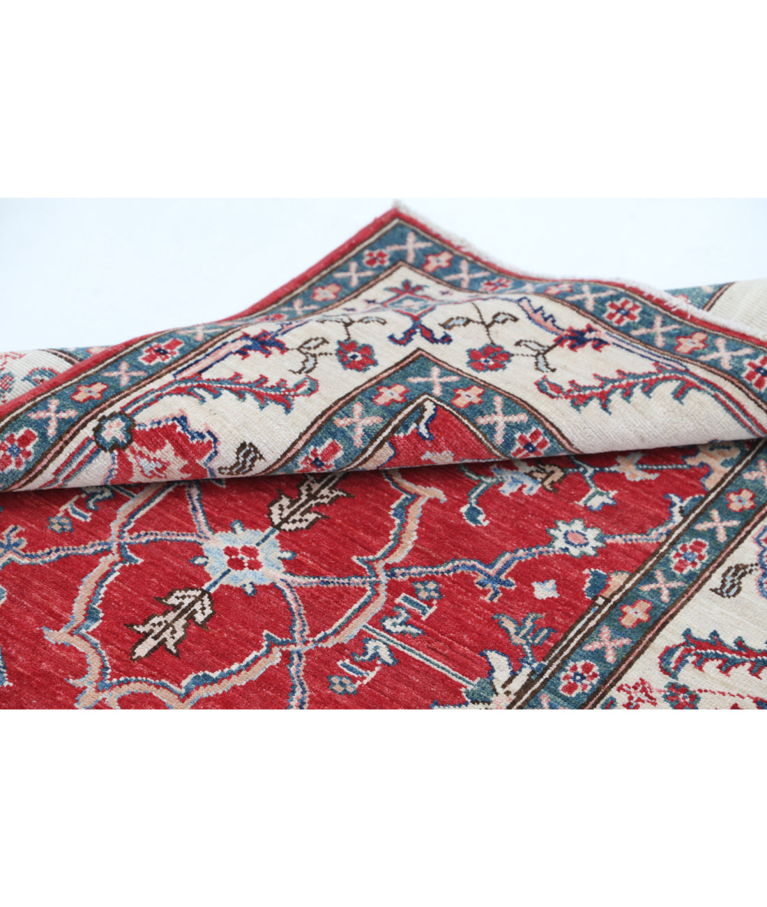 Hand Knotted Ziegler Farhan Wool Rug - 3'4'' x 4'8'' 3'4'' x 4'8'' (100 X 140) / Red / Ivory