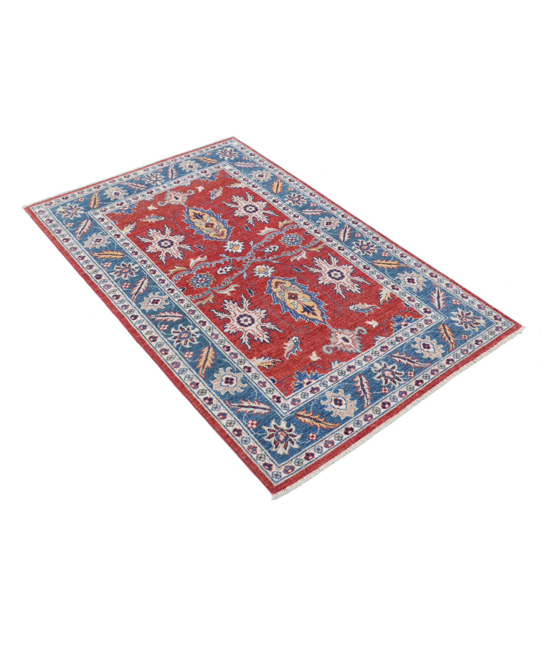 Hand Knotted Ziegler Farhan Wool Rug - 3'3'' x 5'0'' 3'3'' x 5'0'' (98 X 150) / Red / Blue