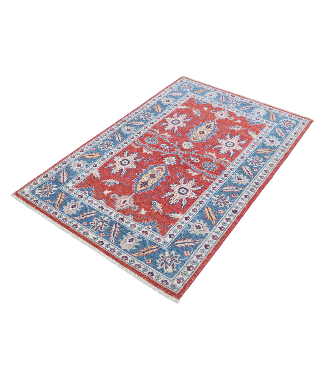 Hand Knotted Ziegler Farhan Wool Rug - 3'3'' x 5'0'' 3'3'' x 5'0'' (98 X 150) / Red / Blue