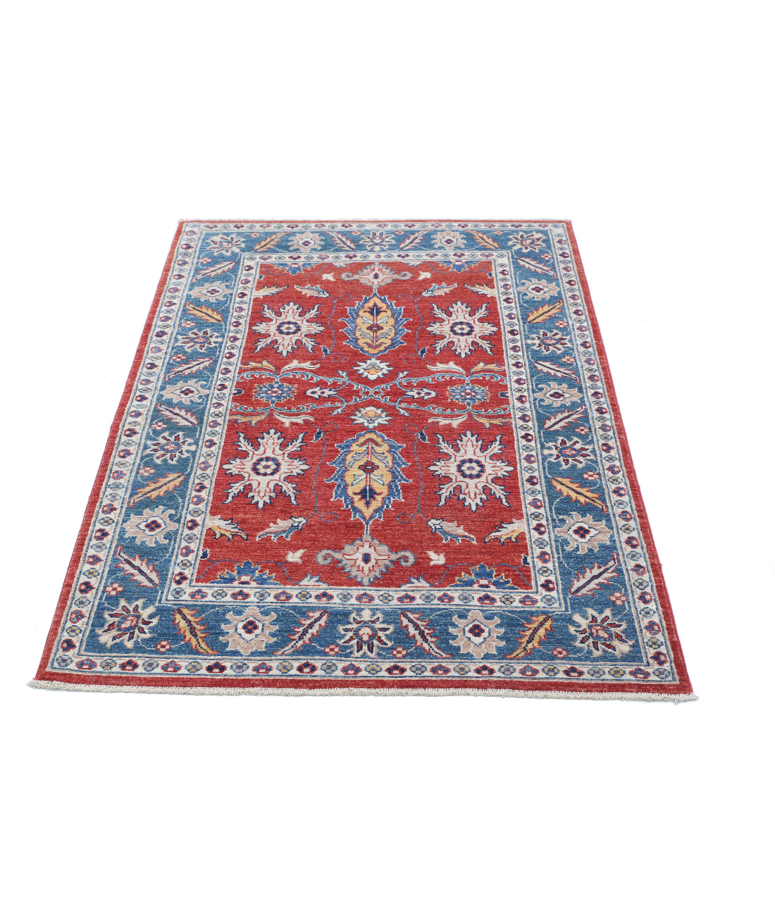 Hand Knotted Ziegler Farhan Wool Rug - 3'3'' x 5'0'' 3'3'' x 5'0'' (98 X 150) / Red / Blue